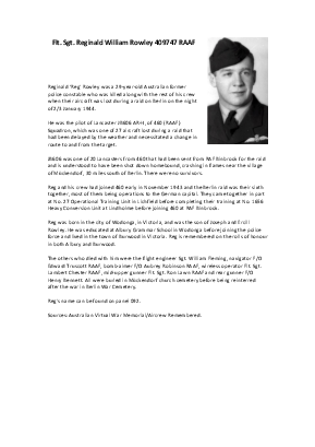 A preview of a PDF biography for Rowley, Reginald William